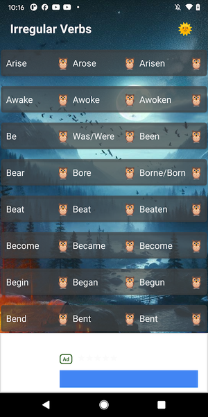 Verby  English Irregular Verbs - Image screenshot of android app
