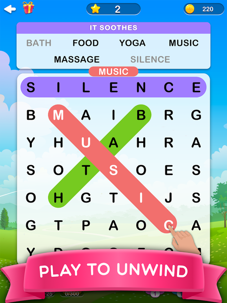 Word Search 2 - Hidden Words - Gameplay image of android game