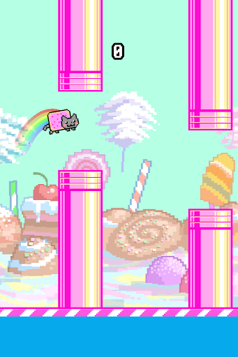 Flappy Nyan: flying cat wings - Gameplay image of android game