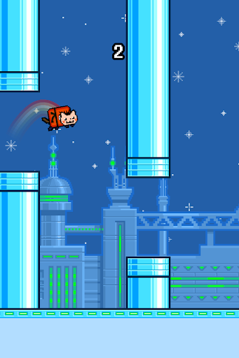 Flappy Nyan: flying cat wings - Gameplay image of android game