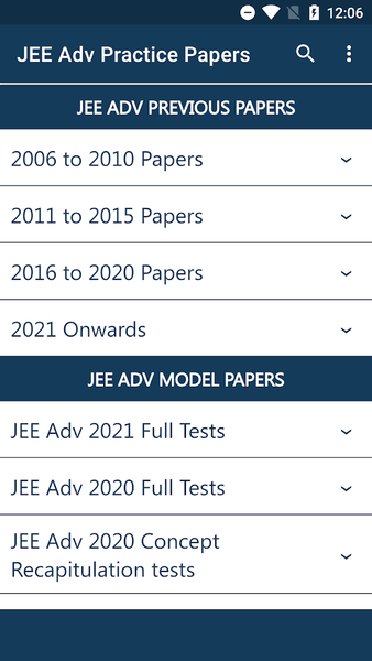 JEE Advanced Practice Papers - Image screenshot of android app