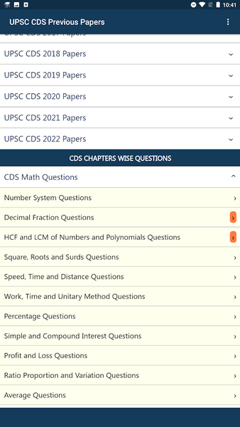 UPSC CDS Practice Papers - Image screenshot of android app