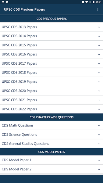 UPSC CDS Practice Papers - Image screenshot of android app