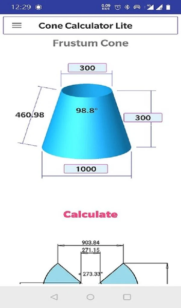 Cone Calculator Lite - Image screenshot of android app