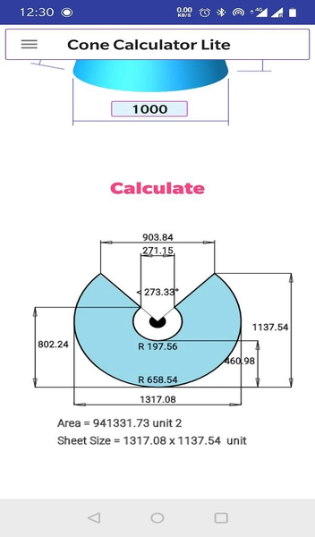 Cone Calculator Lite - Image screenshot of android app