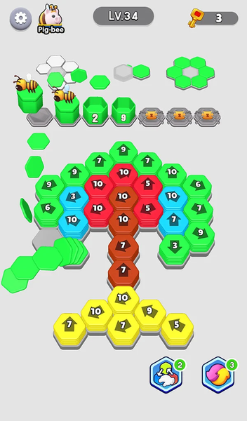 Bee Out - Hexa Away Puzzle - Gameplay image of android game