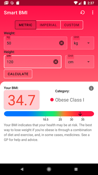 Smart BMI Calculator - عکس برنامه موبایلی اندروید