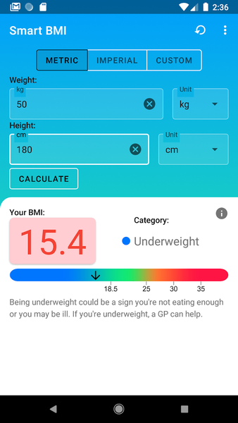 Smart BMI Calculator - عکس برنامه موبایلی اندروید