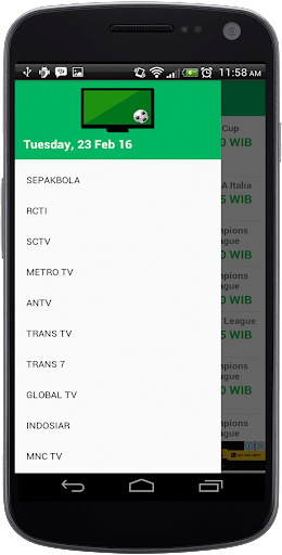 Jadwal Siaran Bola dan TV - Image screenshot of android app