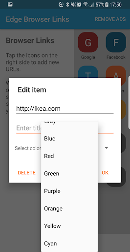 Browser links for edge screen - Image screenshot of android app