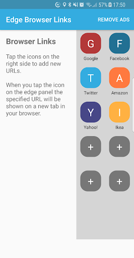 Browser links for edge screen - Image screenshot of android app