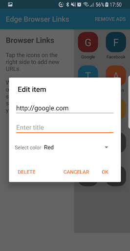 Browser links for edge screen - Image screenshot of android app