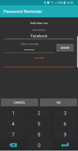 Password Reminder (Master PIN) - Image screenshot of android app