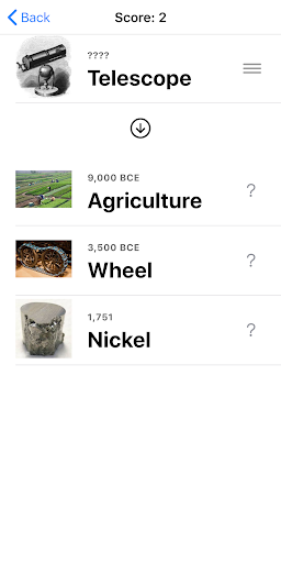 The Timeline Game - Inventions & World History - Gameplay image of android game