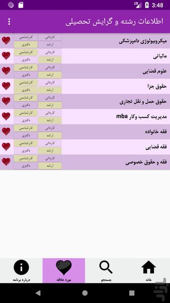 بانک اطلاعات رشته و گرایش تحصیلی - عکس برنامه موبایلی اندروید