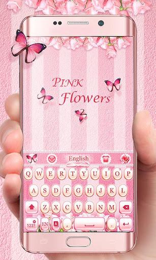 Pink Flowers GO Keyboard Theme - Image screenshot of android app