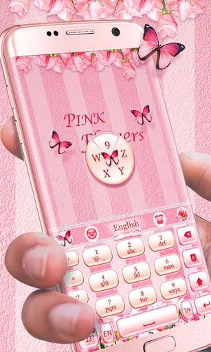 Pink Flowers GO Keyboard Theme - Image screenshot of android app