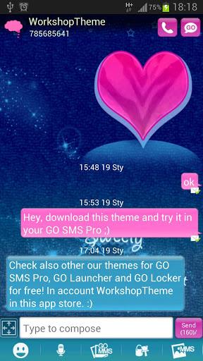 Pink Blue Theme GO SMS Pro - عکس برنامه موبایلی اندروید