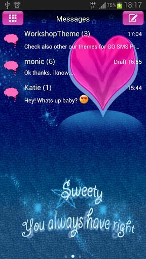 Pink Blue Theme GO SMS Pro - عکس برنامه موبایلی اندروید