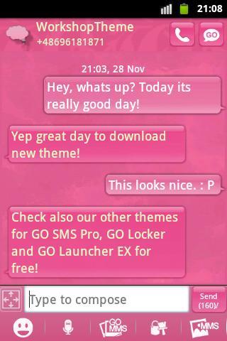 Pink Cute Sweet Theme GO SMS - عکس برنامه موبایلی اندروید