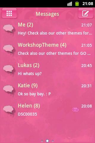 Pink Cute Sweet Theme GO SMS - عکس برنامه موبایلی اندروید