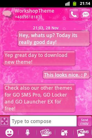 Pink Star GO SMS Theme - عکس برنامه موبایلی اندروید