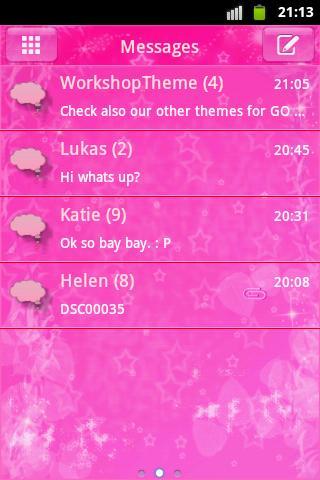 Pink Star GO SMS Theme - عکس برنامه موبایلی اندروید