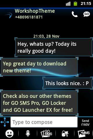 Blue Simple Theme GO SMS - Image screenshot of android app