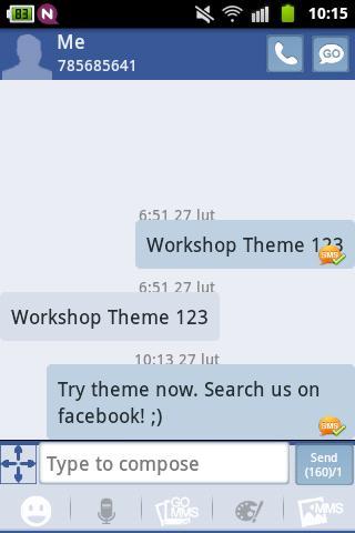 White Blue Theme GO SMS - Image screenshot of android app