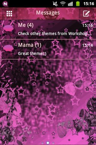 Pink Dark Star GO SMS Theme - عکس برنامه موبایلی اندروید