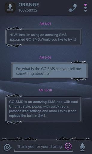 GO SMS BLACK WHIRLWIND THEME - Image screenshot of android app