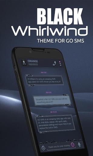 GO SMS BLACK WHIRLWIND THEME - Image screenshot of android app