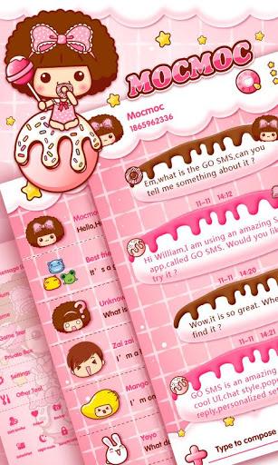 GO SMS LOVE CANDY MOCMOC THEME - Image screenshot of android app