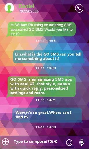GO SMS PRO COLORFULDAYS THEME - Image screenshot of android app