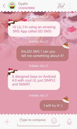 GO SMS PRO CUPCAKE THEME - Image screenshot of android app