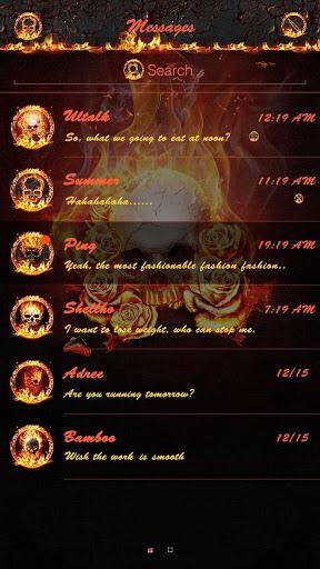 GO SMS THE FLAME SKULL THEME - Image screenshot of android app