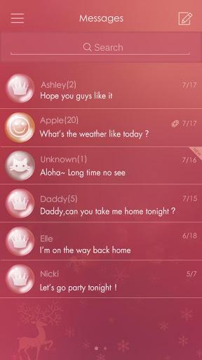 GO SMS PINK CHRISTMAS THEME - Image screenshot of android app