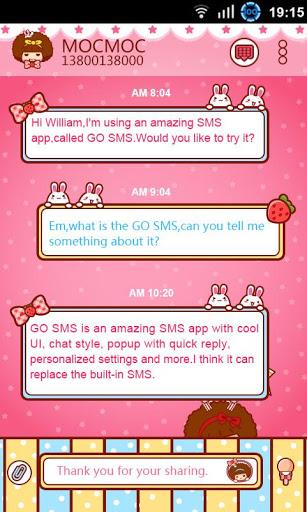 GO SMS PRO HELLOMOCMOC THEME - Image screenshot of android app