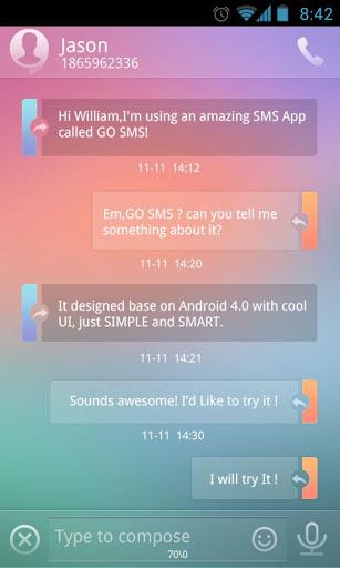 GO SMS Pro Light Theme EX - عکس برنامه موبایلی اندروید