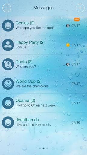 GO SMS PRO WATER THEME - عکس برنامه موبایلی اندروید
