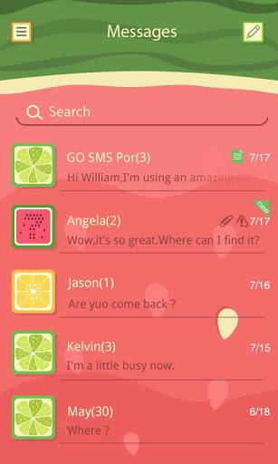 GO SMS PRO WATERMELON THEME - Image screenshot of android app