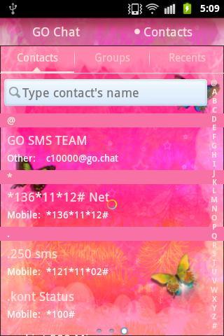 Nice Pink Theme GO SMS Pro - Image screenshot of android app