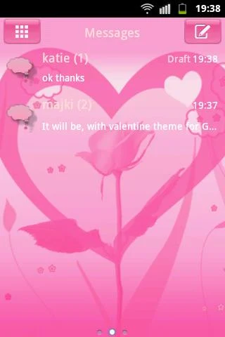 Theme Valentine GO SMS Pro - عکس برنامه موبایلی اندروید