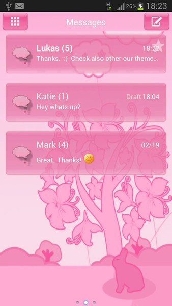 Animal Theme Pink GO SMS Pro - عکس برنامه موبایلی اندروید