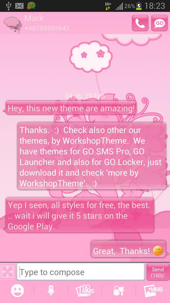 Animal Theme Pink GO SMS Pro - عکس برنامه موبایلی اندروید