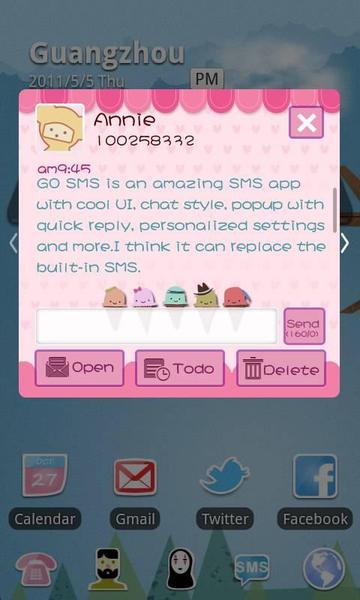 GOSMS Pink Sweet Theme - Image screenshot of android app