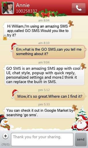 GO SMS Pro Christmas Theme - عکس برنامه موبایلی اندروید