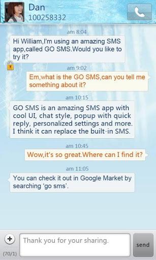 GO SMS Pro Iceblue theme - Image screenshot of android app