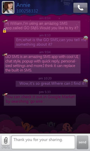GO SMS Pro Purple theme - Image screenshot of android app