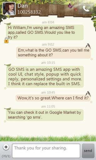 GO SMS Pro Springtime theme - عکس برنامه موبایلی اندروید